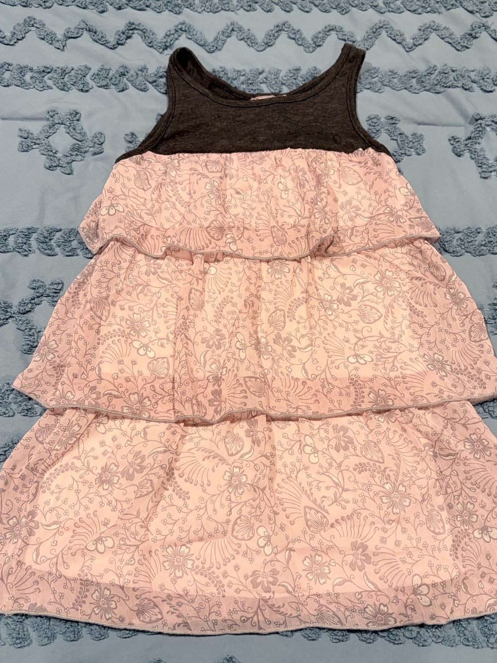 PinkVanilla Pink Tiered Sundress with Charcoal Tank Bodice